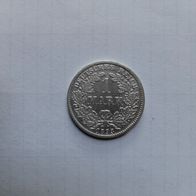 Kaiserreich 1 Mark Großer Adler 1893 D 900/1000 Silber Gewicht 5,56 Gramm