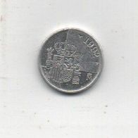 Münze Spanien 1 Peseta 1992