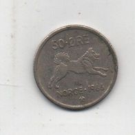 Münze Norwegen 50 Öre 1966
