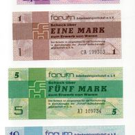 Satz Forumschecks DDR 1979 ECHT und UNC ohne den 100 Mark Bankfrisch