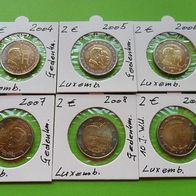 Luxemburg 2004 * 05 * 06 * 07 * 08 * 09 2 Euro Gedenkmünzen unzirkuliert