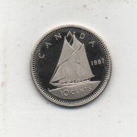 Münze Canada 10 Cent 1987