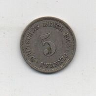 Münze Deutsches Reich 5 Pfennig 1908
