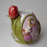 Goebel Ostern Hase "Ei Teelichthalter mit Tulpe" 15 cm Frühlingserwachen 2014 NEU OVP