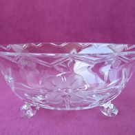 Vintage Antik Schale Glas transparent mit Schliff 3 Füße Ø 19 cm Höhe 8,5 cm