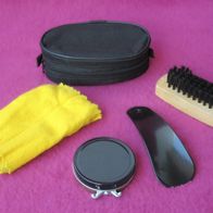 Schuhputzzeug Reise Set schwarz Schuhpflege Lappen Schuhcreme Schuhbürste Creme