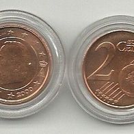 Belgien 2 Cent Münze 2000 Fehlprägung Stempelbruch am Rand nicht Zirkuliert