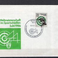 DDR 1986 Weltmeisterschaften im Sportschießen, Suhl Schmuck-FDC MiNr. 3045 Sonderstem