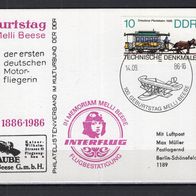 DDR 1986 Flugpostbeleg 100. Geburtstag Melli Beese mit MiNr. 3015 Sonderstempel