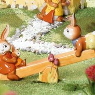 Goebel Ostern Hasen Muntere Spielgefährten 13,5 cm x 20 cm Gartenhasen Wippe 2009 NEU