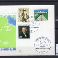 BRD / Bund 1970 Ersttagsstempel 75 Jahre Nord-Ostsee-Kanal PK mit MiNr. 628 Sonders 1