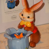 Goebel Ostern Hase "Teelichthalter mit Glockenblume" mit farbigem Duft-Teelicht 2011