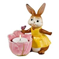 Goebel Ostern Hase "Teelichthalter mit Tulpe" 13 cm farbigem Duft-Teelicht 2010 NEU