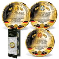 Medaillen Set - DDR Nationalhymne - 3 Medaillen - 110g/70mm - Vergoldet - Selten