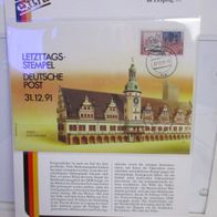 Letzttagsstempel Deutsche Post 31.12.91 Sonderbrief Top Zustand