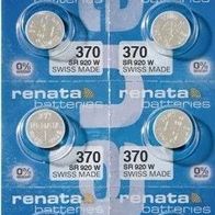 10 Renata Silberoxid Knopfzelle Uhren-Batterie 370 für Armbanduhren