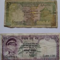 10 + 50 Rupees aus Indien (gebraucht Noten)