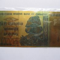 100 Trillion Dollars aus Simbabwe / Zimbabwe (Top Zustand) Gold Note