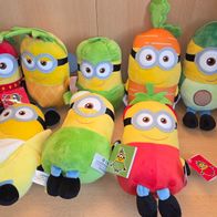 8× Minions Plüschfiguren - ca.23cm - Fruitedition Komplettset - NEU - Unbenutzt