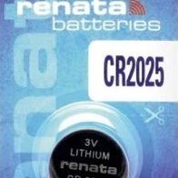 5 Renata CR2025 Lithium Knopfzelle Batterie - MHD: 09.2031