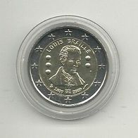 Belgien 2 Euro Gedenkmünze 2009 200. Geburtstag von Louis Braille unzirkuliert