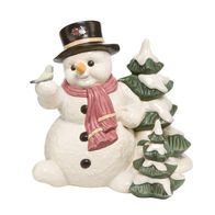 Goebel Schneemann "Weißer Wicht" mit Vogel Tannenbaum 19 cm Limited Edition 2016 NEU