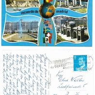 Postkarte, Madrid Stadtansichten, 70er Jahre, gelaufen