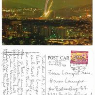 Postkarte, Hongkong, Flughafen Kaitak bei Nacht, 80er Jahre, gelaufen
