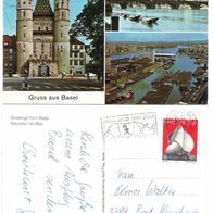 Postkarte, Basel Stadtansichten, 70er Jahre, gelaufen