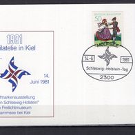 BRD / Bund 1981 Sonder-PK Schleswig-Holstein-Tag mit MiNr. 1096 Sonderstempel