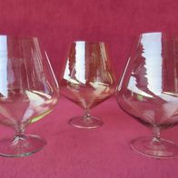 NEU: Original DDR 3 St. Cognac Schwenker H 13 cm Rauchglas Lauscha 80er Vintage 1