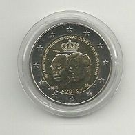 Luxemburg 2 Euro Gedenkmünze 2014 Thronbesteigung Großherzog Jean unzirkuliert