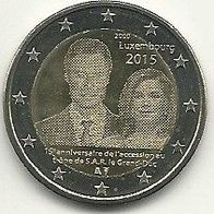 Luxemburg 2 Euro Gedenkmünze 2015 Thronbesteigung Großherzog Henri unzirkuliert