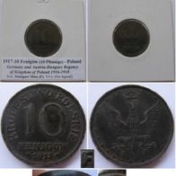 1917, 10 pfennigs, F, Kingdom of Poland under Germany