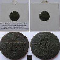 1767, Polish-Lithuanian Commonwealth, 1 pólgrosz koronny (G), Krakov Mint