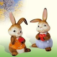 Goebel Ostern "Hase & Häsin mit Herz" 2-tlg Set Romantische Liebe Von Herzen 2007 NEU