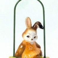 Goebel Ostern "Hase auf Schaukel" 8,5 cm Hängehasen 2008 mit rotem Herz 66-907-06-4