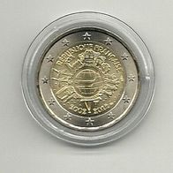 Frankreich 2 Euro Gedenkmünze 2012 10 Jahre Euro Bargeld unzirkuliert