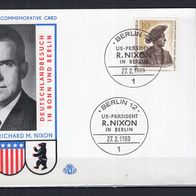 Berlin 1969 Sonderpostkarte Nixon in Berlin mit MiNr. 303 Sonderstempel Berlin