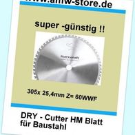 HM Sägeblatt Dry Cutter 305 x 25,4mm Z=72 Edelstahl V4A V2A Jepson Rigid Makita 