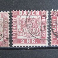 3 X Baden Lot 1868 Mi. Nr.24 Faben Gestempelt (W80a)