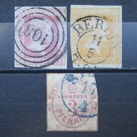 Preußen, Hannover Lot 1857,1859 Mi. Nr.6,12,13 Gestempelt (W76a)