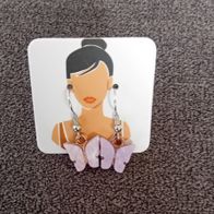 Modeschmuck Schmetterling Ohrringe / Rosa