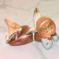 Goebel Weihnacht "Engel / Träumerle liegend" 10 cm Braun-hellblau 2005 NEU + OVP