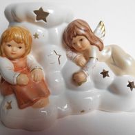 Goebel Weihnacht "Duftlampe mit 2 Engeln" Teelicht 10 cm Champagner 2007 NEU + OVP