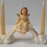 Goebel Weihnacht Engel 2 "Zwei Lichtlein brennen" 14 cm Champagner Engelbrücke NEU