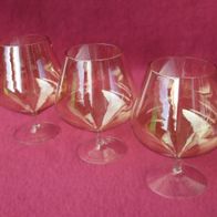 NEU: Original DDR 3 St. Cognac Schwenker H 13 cm Rauchglas Lauscha 80er Vintage 2