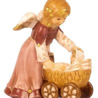 Goebel "Ich paß auf Dich auf" Engel mit Puppenwagen Bordeaux 12,5 cm Puppe NEU + OVP