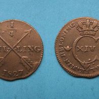 Schweden 1/4 Skilling 1827 Karl XIV Kupfer (W87)