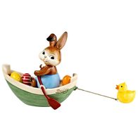 Goebel Ostern "Frühling, ahoi" Hase im Boot mit Ente Frühlingserwachen 2010 Ruderboot